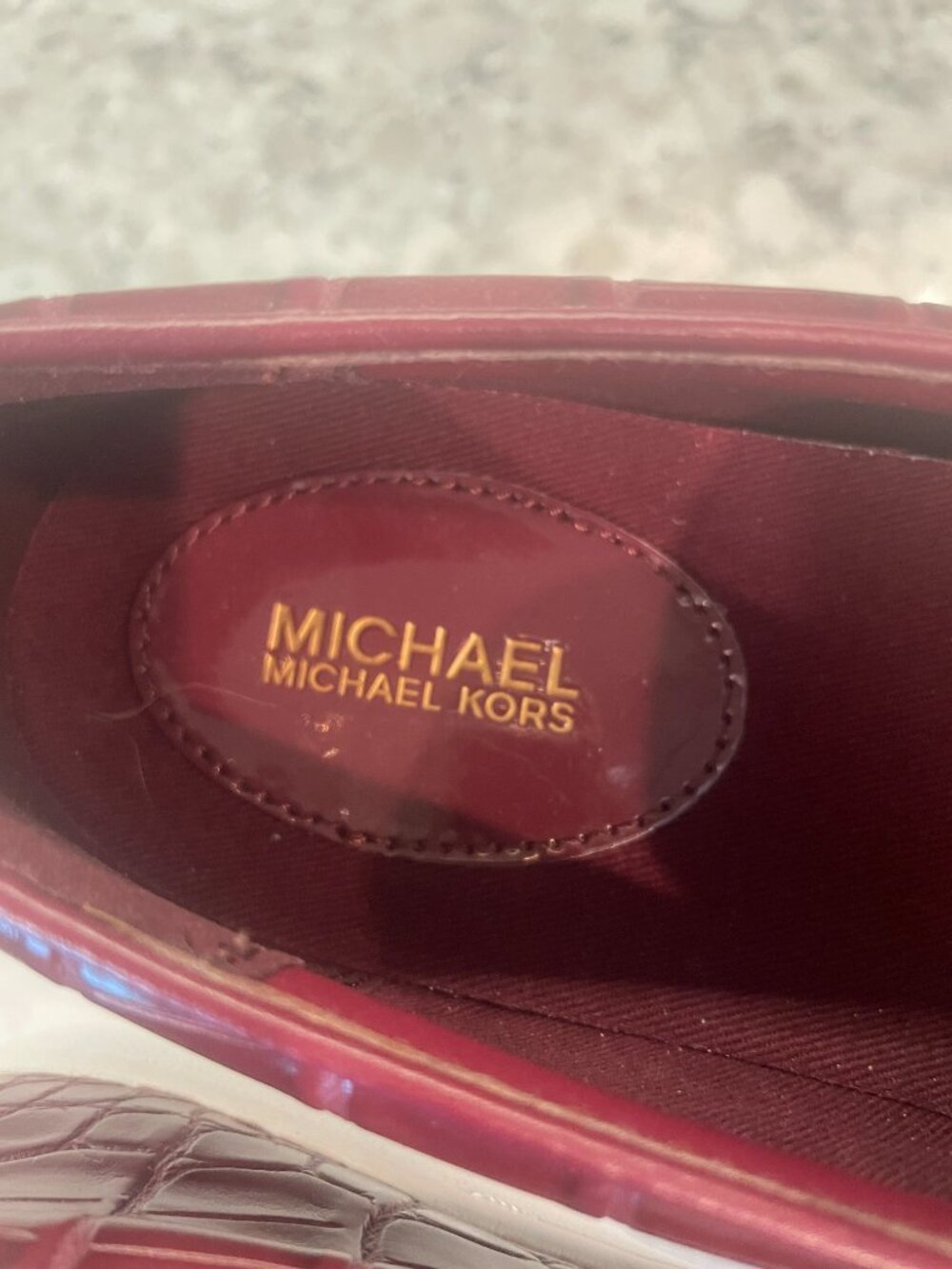 MICHAEL KORS KEATON SLIP ON SNEAKER DARK BERRY CROCODILE SIZE 6.5 NEW - NO BOX - Picture 7 of 8